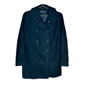 Kristen Blake Womens Double Breasted Coat Black Lambswool Blend Size 4
